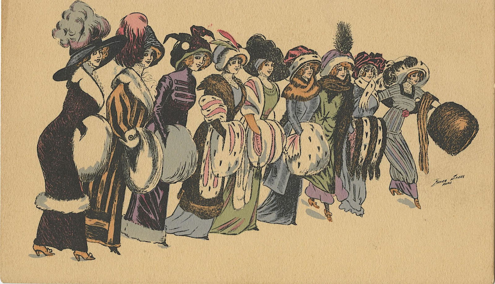 Antique Vintage Rare Postcard Illustration Xavier Sager (1 of 2)