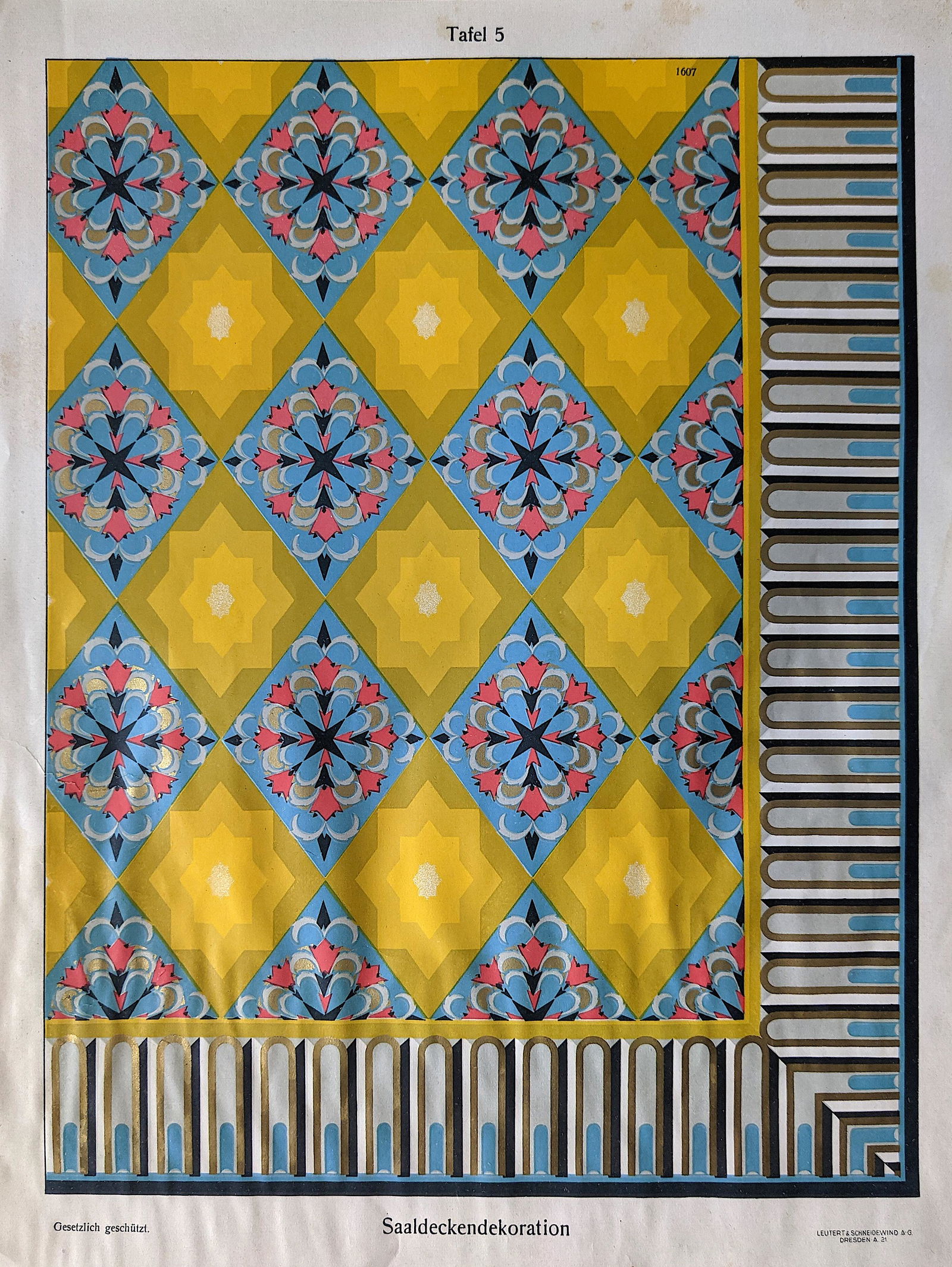 Antique Print Architecture Decoration Leutert & (1 of 2)