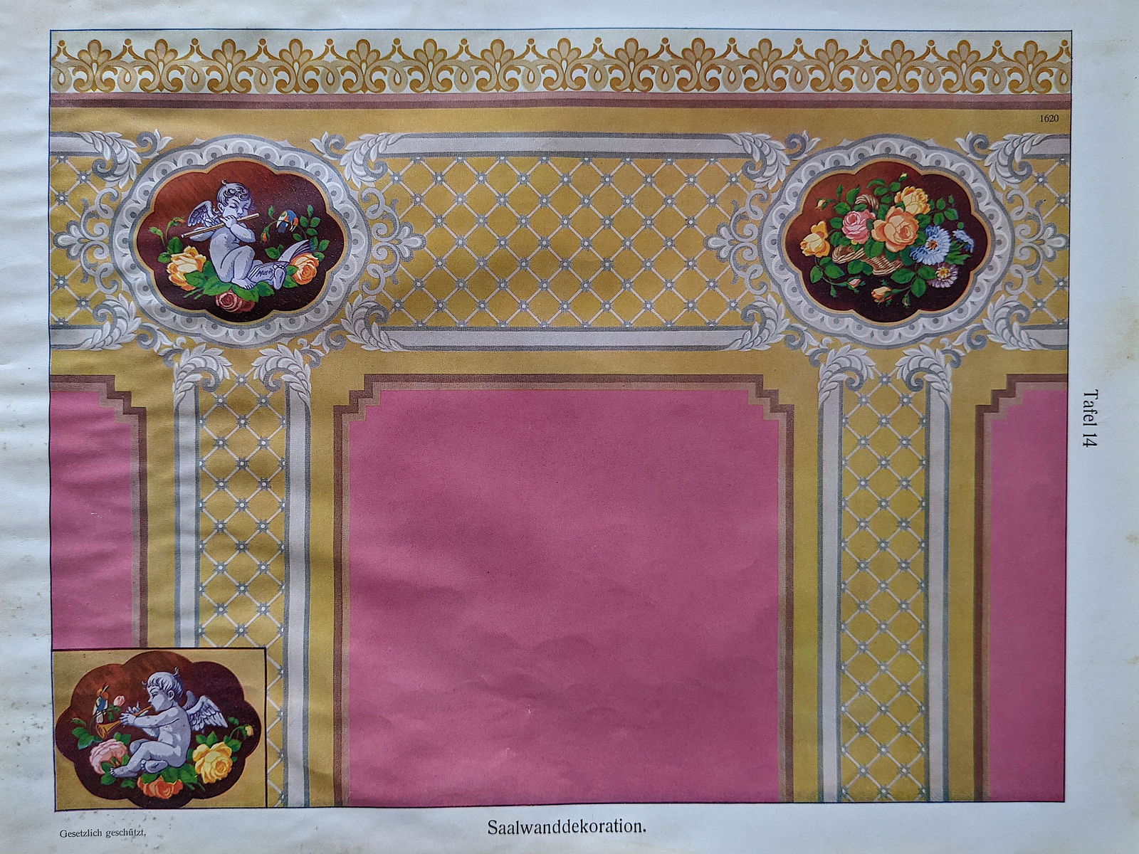 Antique Print Architecture Decoration Leutert & (1 of 2)