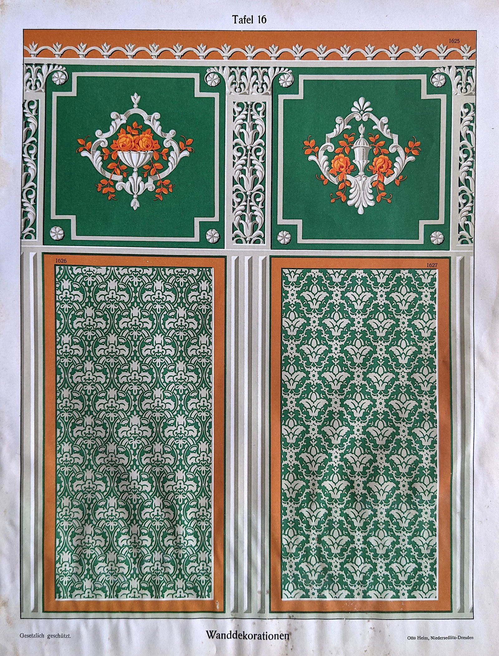 Antique Print Architecture Decoration Leutert & (1 of 2)