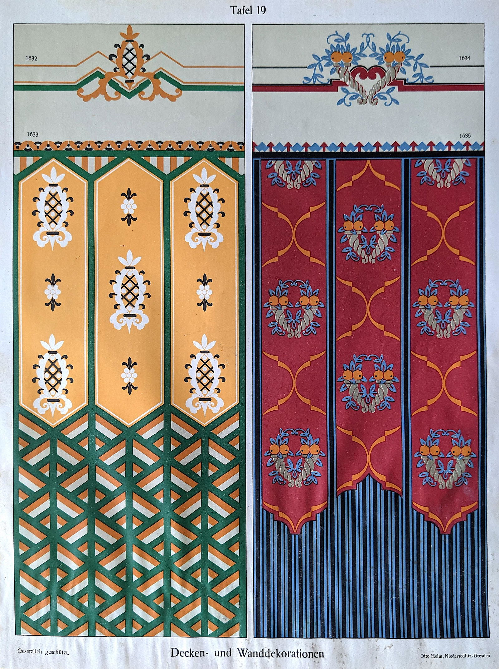 Antique Print Architecture Decoration Leutert & (1 of 2)