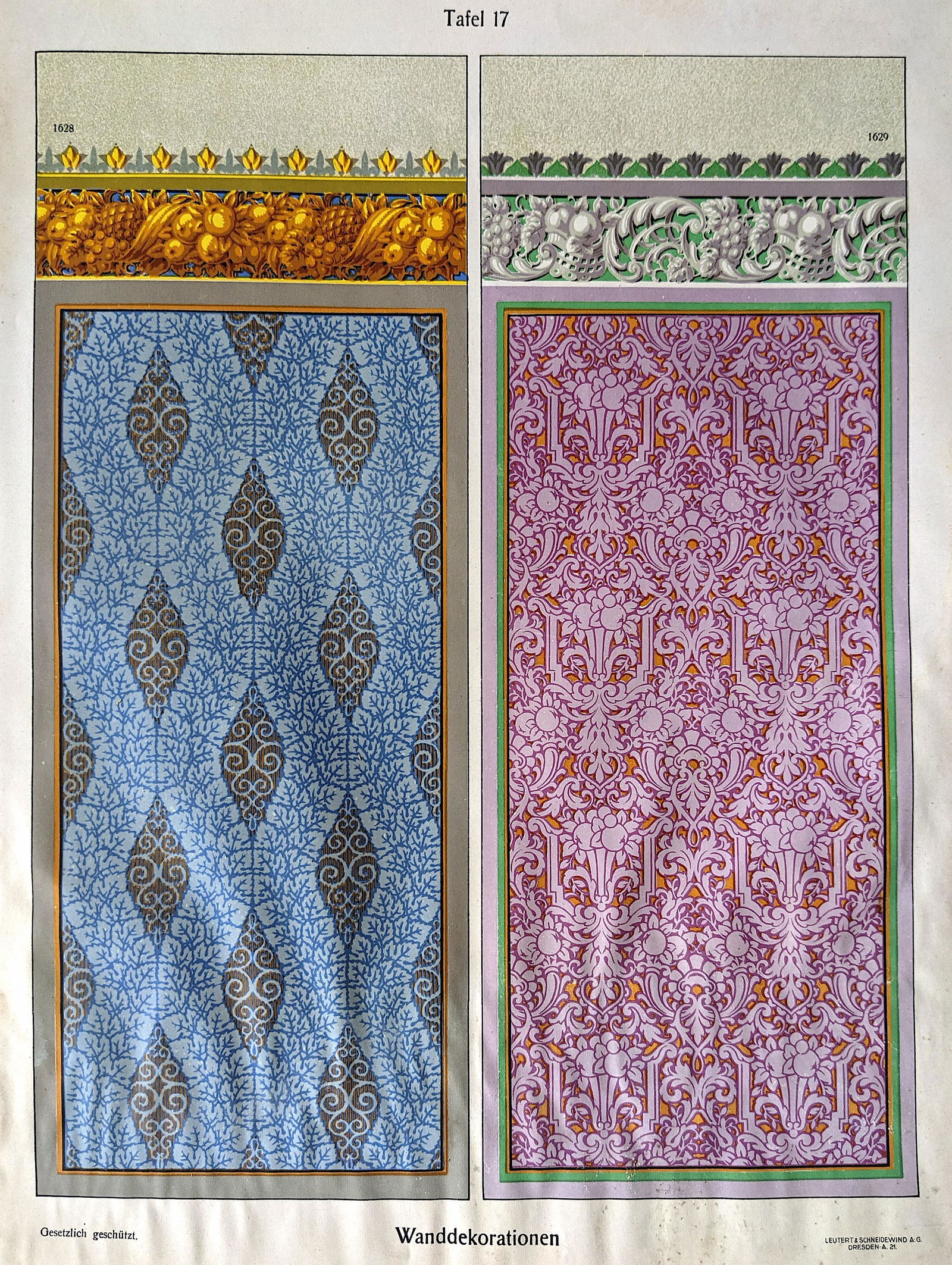 Antique Print Architecture Decoration Leutert & (1 of 2)