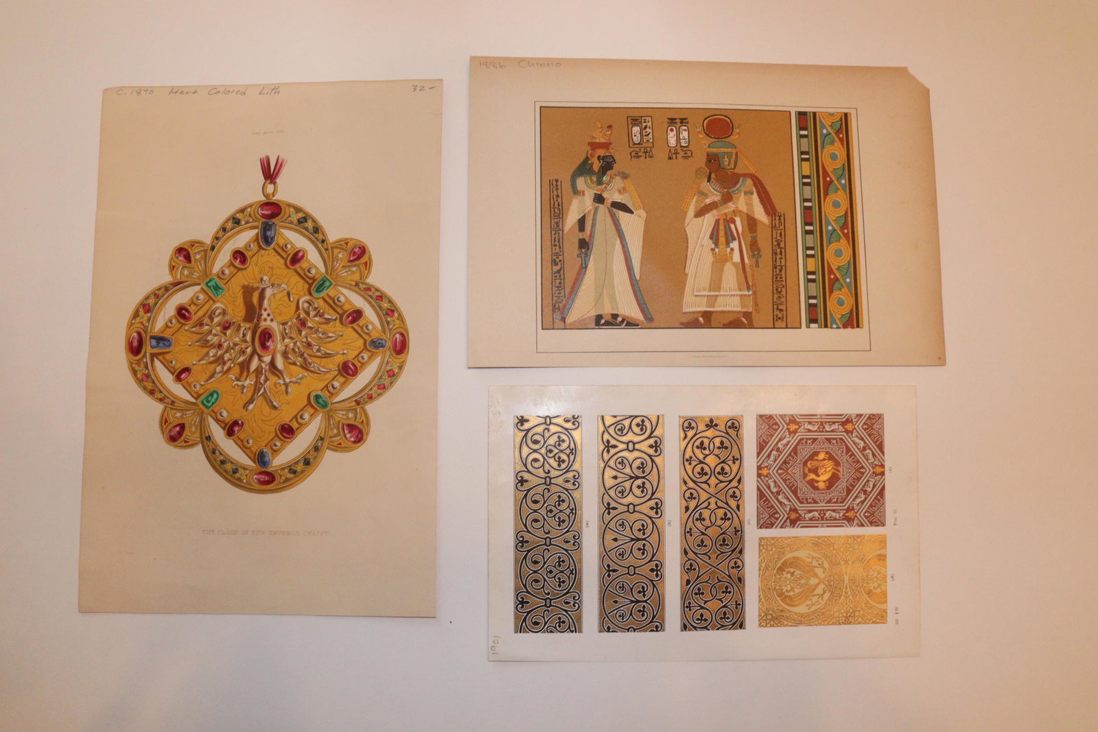 Set with 3 Colored Vintage Lithographies: Description: The provenance of this item is from a WWII veteran collector in Georgia. This lot is located in Boca Raton, Fl. The shipping by Artelisted will be via USPS - First Class or Priority (trac