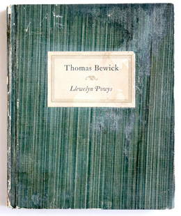 Rare Book Thomas Bewick by Llewelyn Powys, 1951: Description: The provenance of this item is from a WWII veteran collector in Georgia. This lot is located in Boca Raton, Fl. The shipping by Artelisted will be via USPS - First Class or Priority (trac