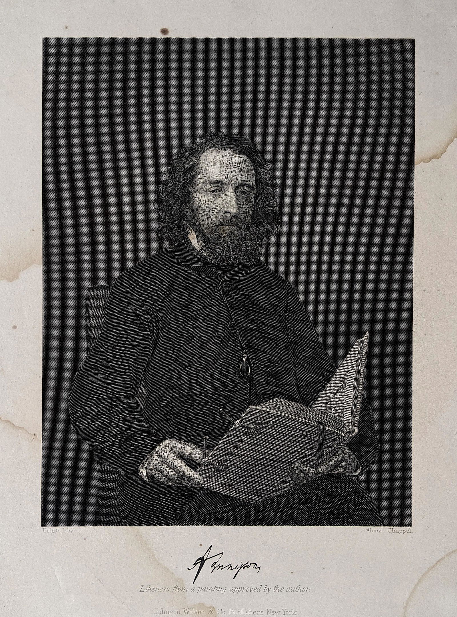 Alonzo Chappel Engraving Portrait Alfred Tennyson (1 of 2)