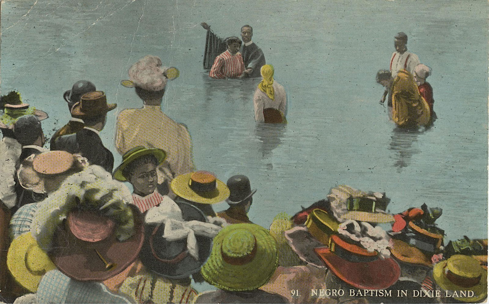 Vintage Antique Postcard  Black Americana Baptism (1 of 2)