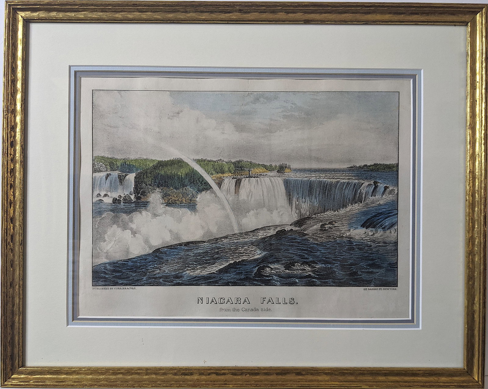 Antique Hand Colored Print CURRIER & IVES Niagara Falls (1 of 3)