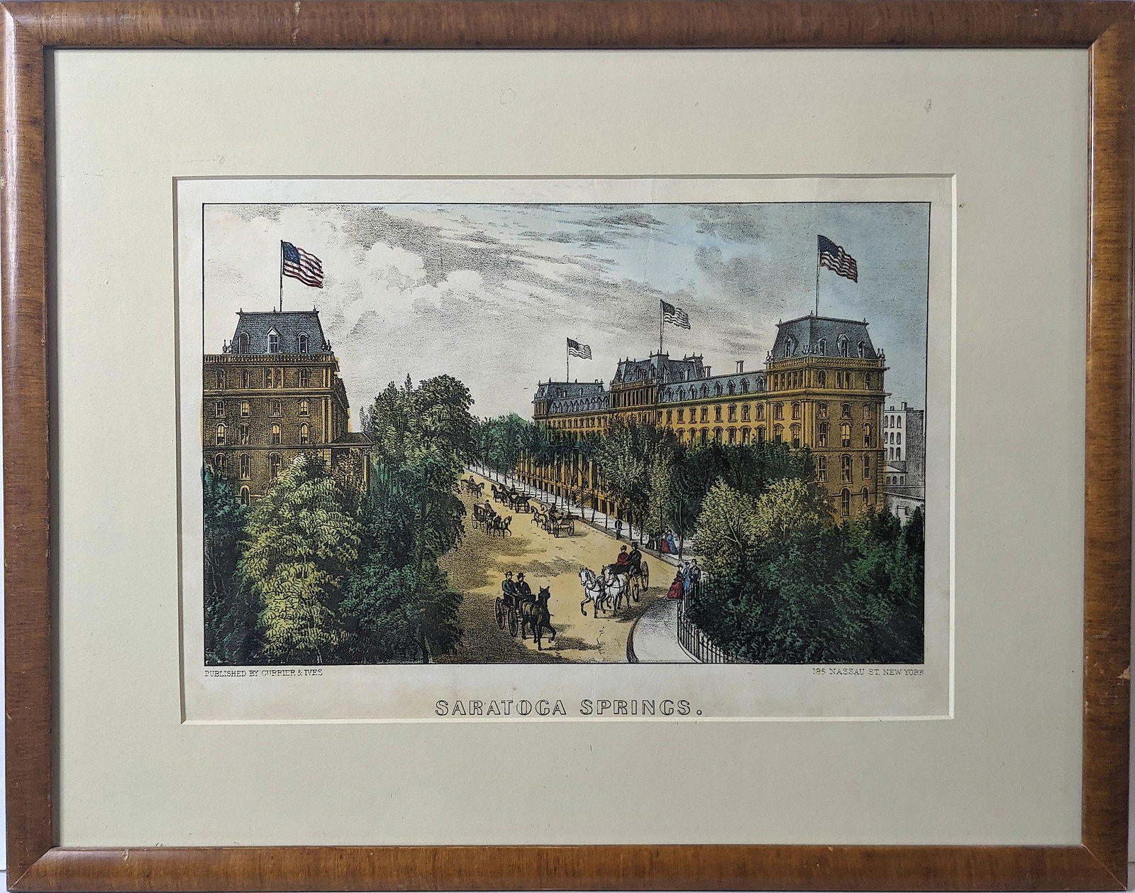 Antique Hand Colored Print CURRIER & IVES Saratoga (1 of 3)