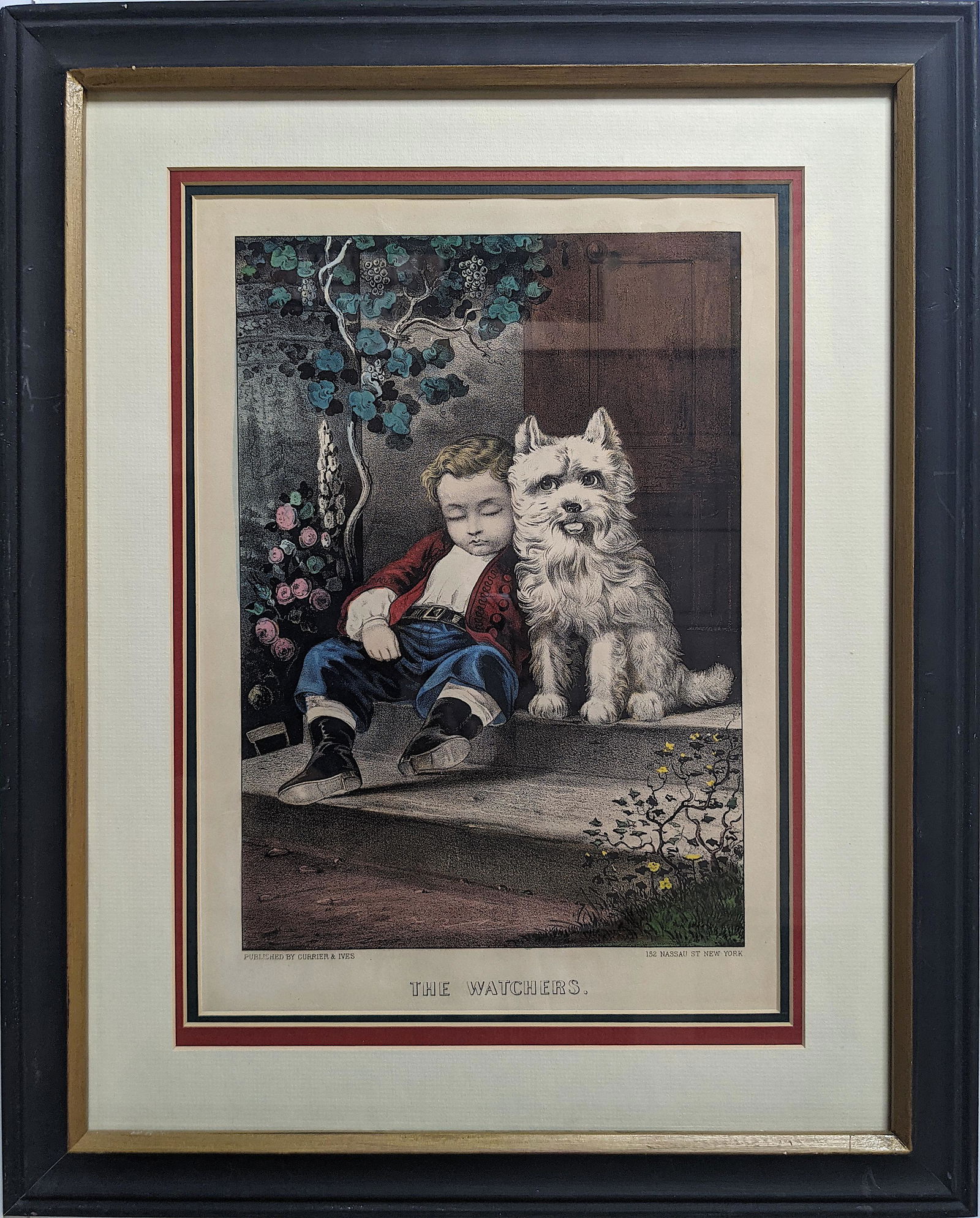 Antique Hand Colored Print CURRIER & IVES The Watchers (1 of 3)