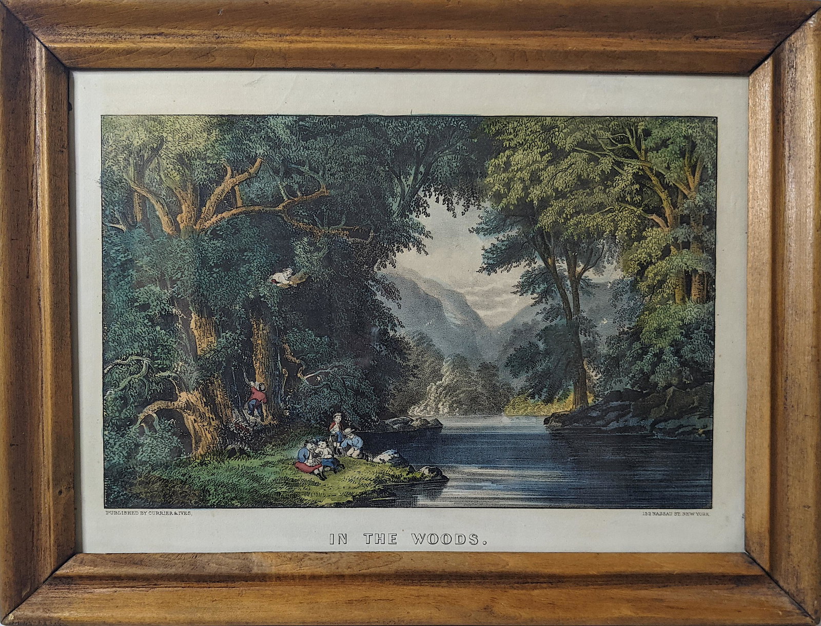 Antique Hand Colored Print CURRIER & IVES In The Woods (1 of 3)