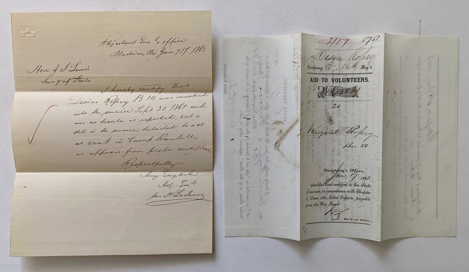 Antique Aid To Volunteers American Civil War, 1863: The provenance of this item is from a collector in Central Florida, Fl. This lot is located in Boca Raton, Fl. The shipping by Artelisted will be via USPS - First Class, Priority or Media Mail (tracki