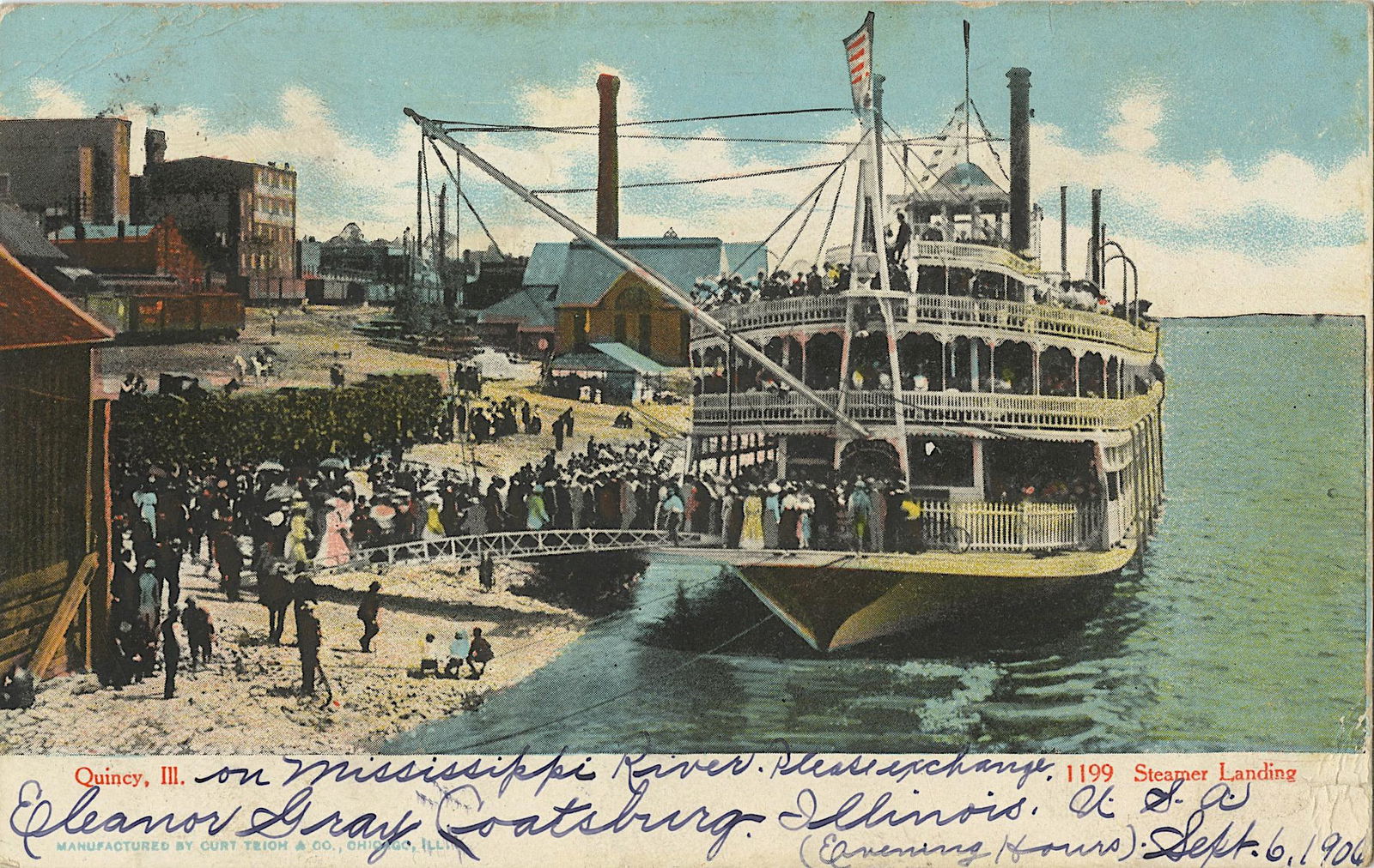 Antique Vintage Rare Postcard Steamer Landing, 1904 (1 of 2)