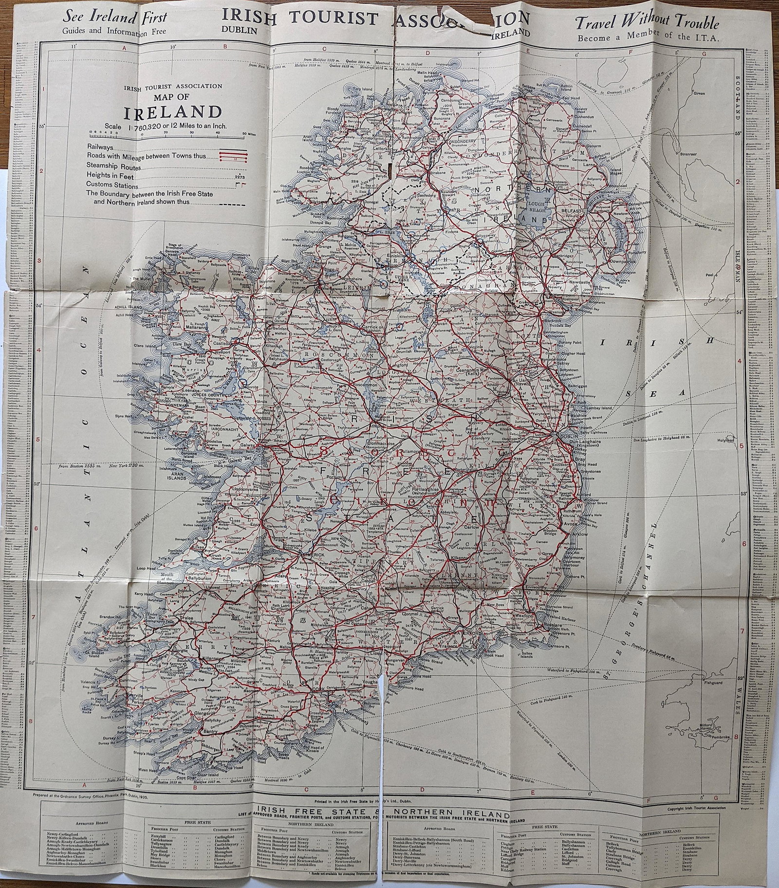 Vintage Ireland Map Folder by Cunard White Star , 1935: This lot is located in Boca Raton, Fl. The shipping by Artelisted will be via USPS - First Class, Priority or Media Mail (tracking # will be provided via Stamps.com). If you wish to use the "media" ma