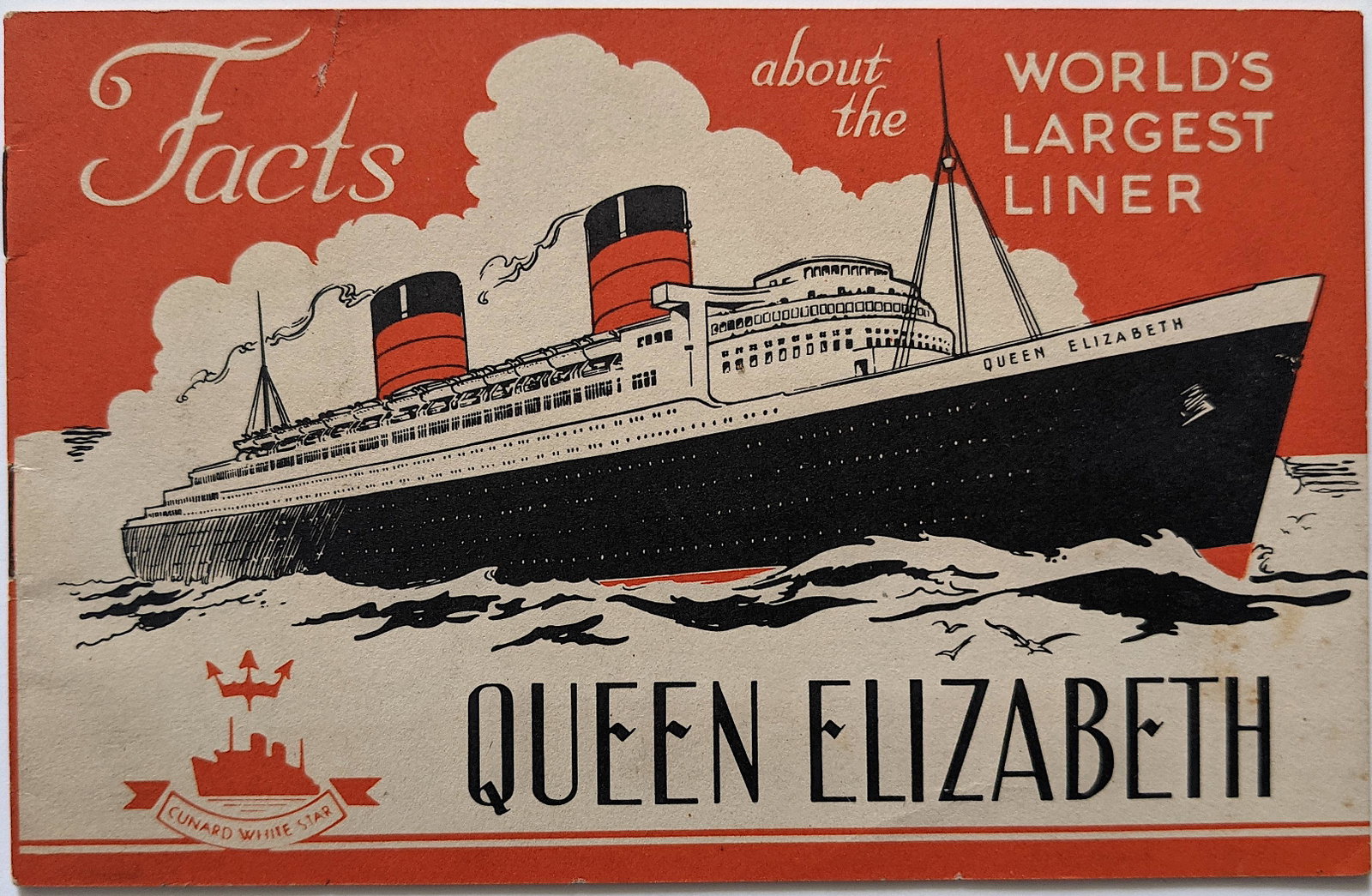 Vintage Rare Queen Elizabeth Cunard White Star Booklet,: This lot is located in Boca Raton, Fl. The shipping by Artelisted will be via USPS - First Class, Priority or Media Mail (tracking # will be provided via Stamps.com). If you wish to use the "media" ma