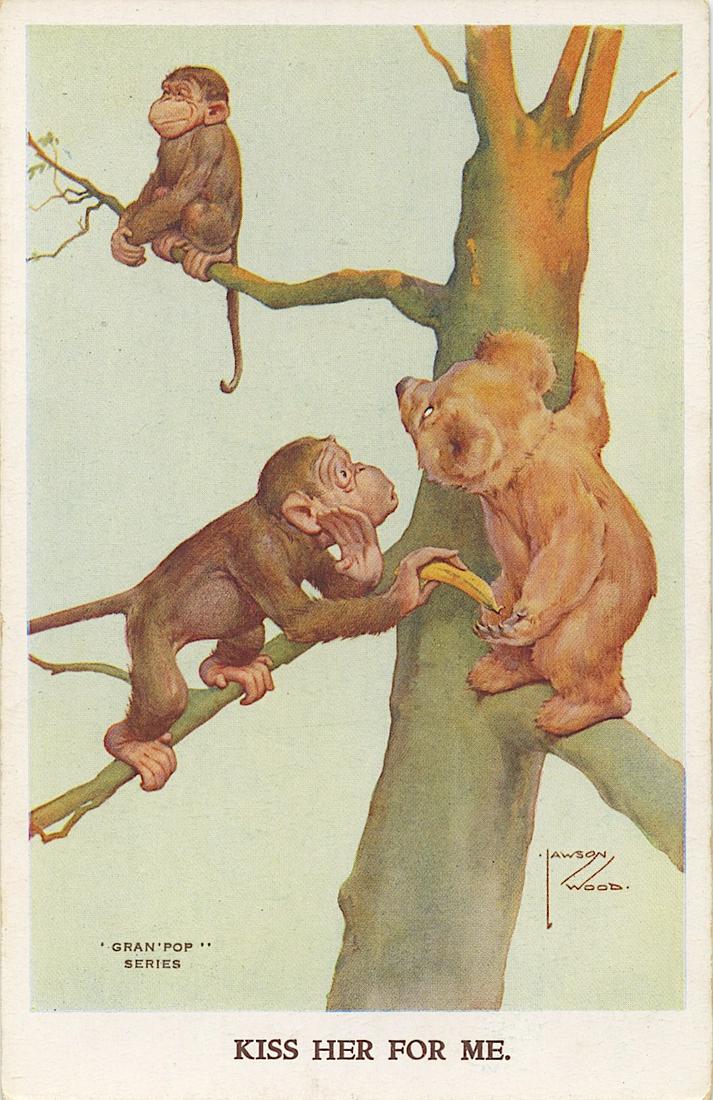 Antique Vintage Rare Postcard Monkey Signed (1 of 2)