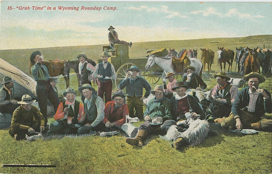 Antique Vintage Rare Postcard Cowboys Camp (1 of 2)