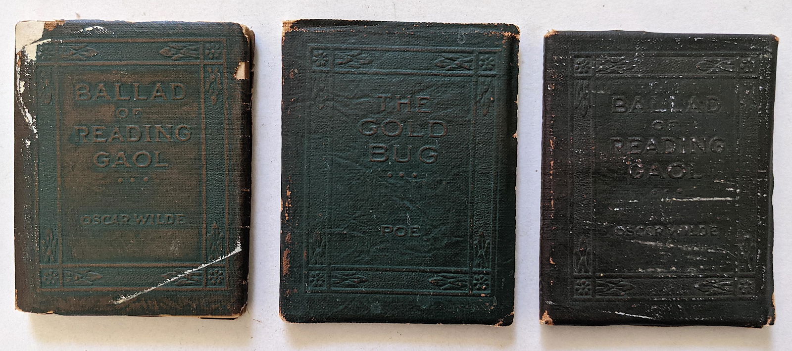 Antique set 3 Miniature Leather Books Oscar Wilde, Poe (1 of 2)