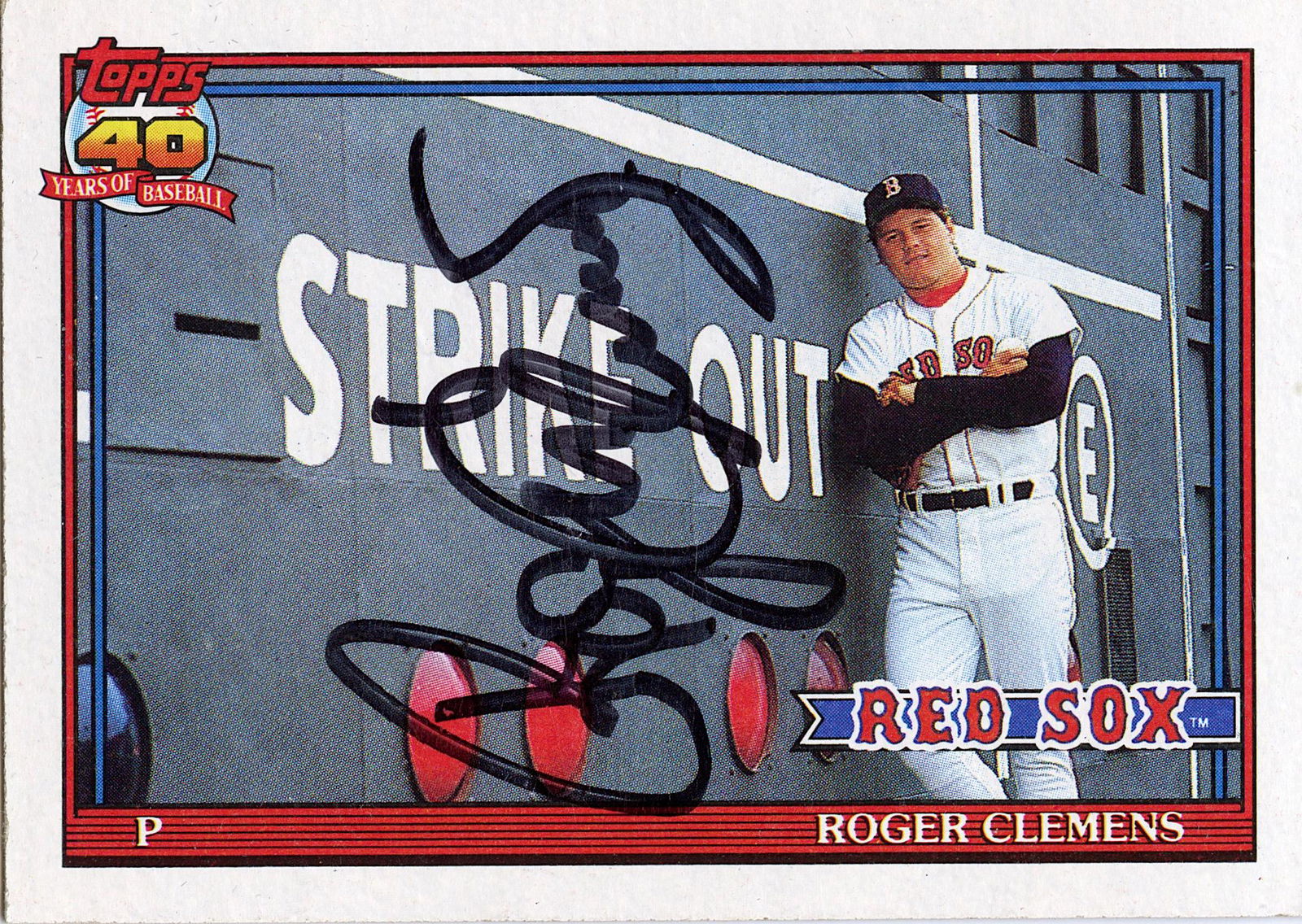 Baseball Card 1991 Roger Clemens Topps #530 Signed (1 of 2)