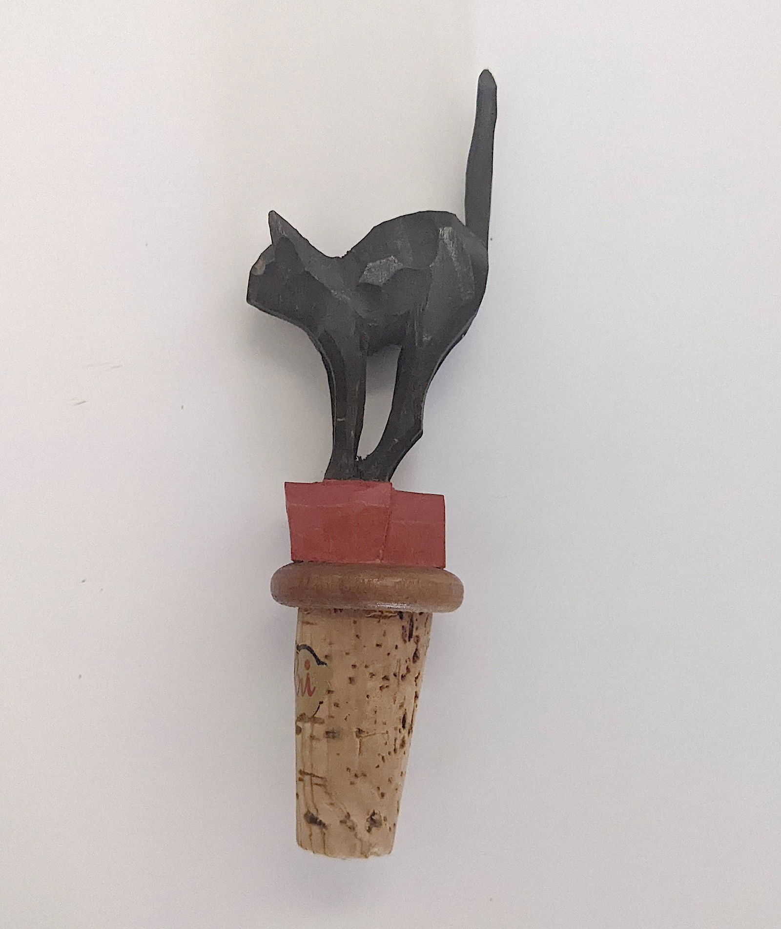 Antique Carved Black Cat Halloween Bottle Stopper (1 of 2)