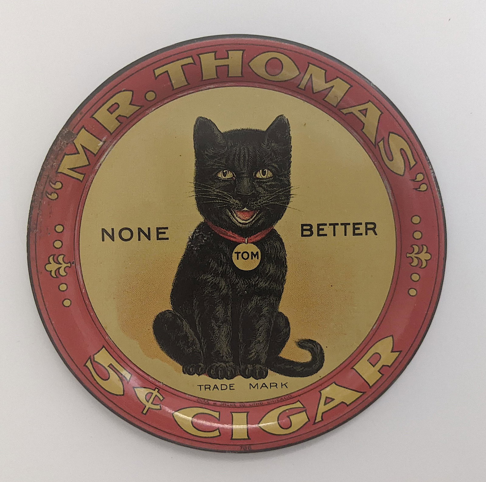 Scarce Early Tin Mr. Thomas 5c Cigar Tip Tray (1 of 2)