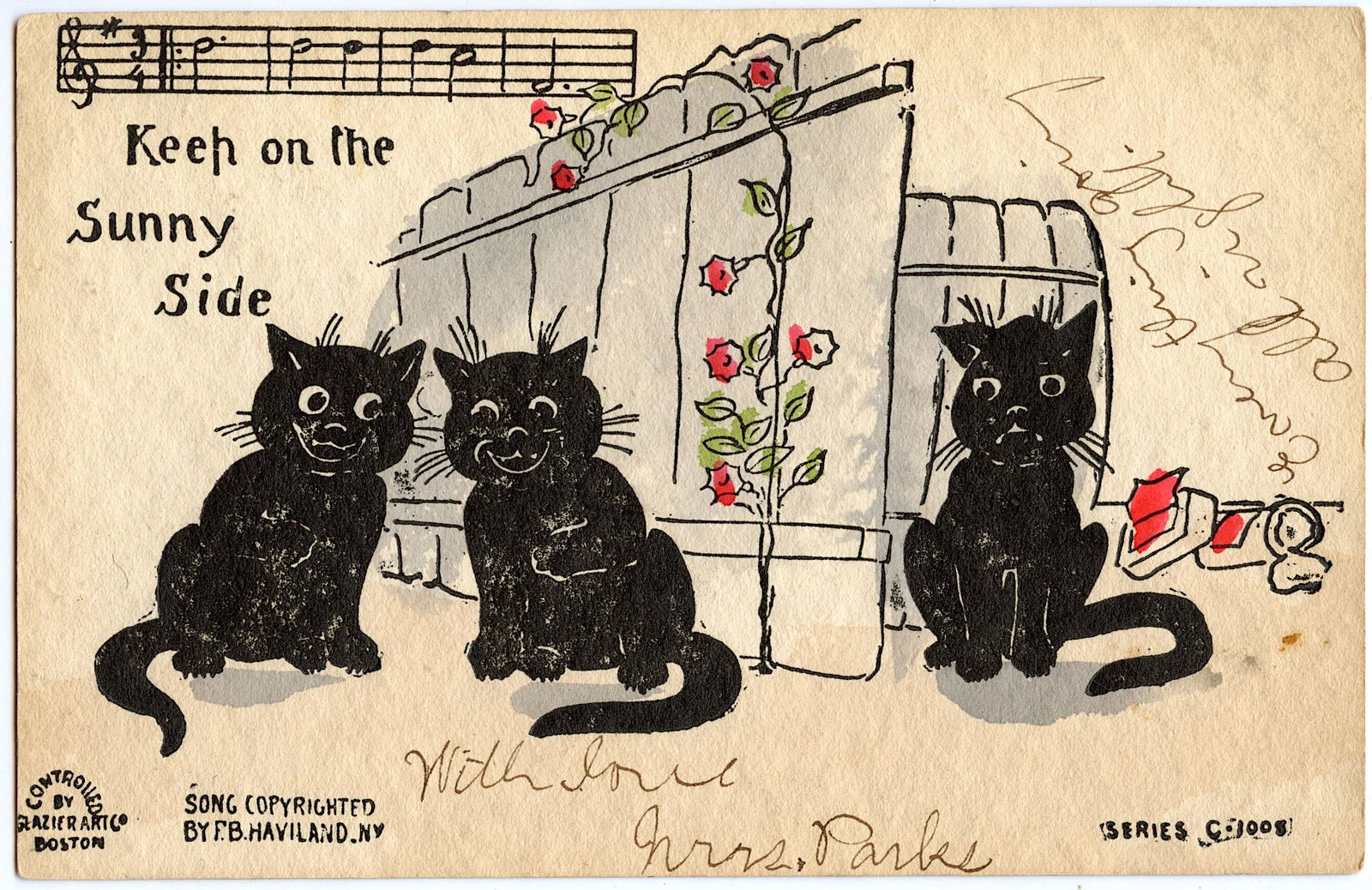 Vintage Antique Rare Postcard Black Kittens Music (1 of 2)