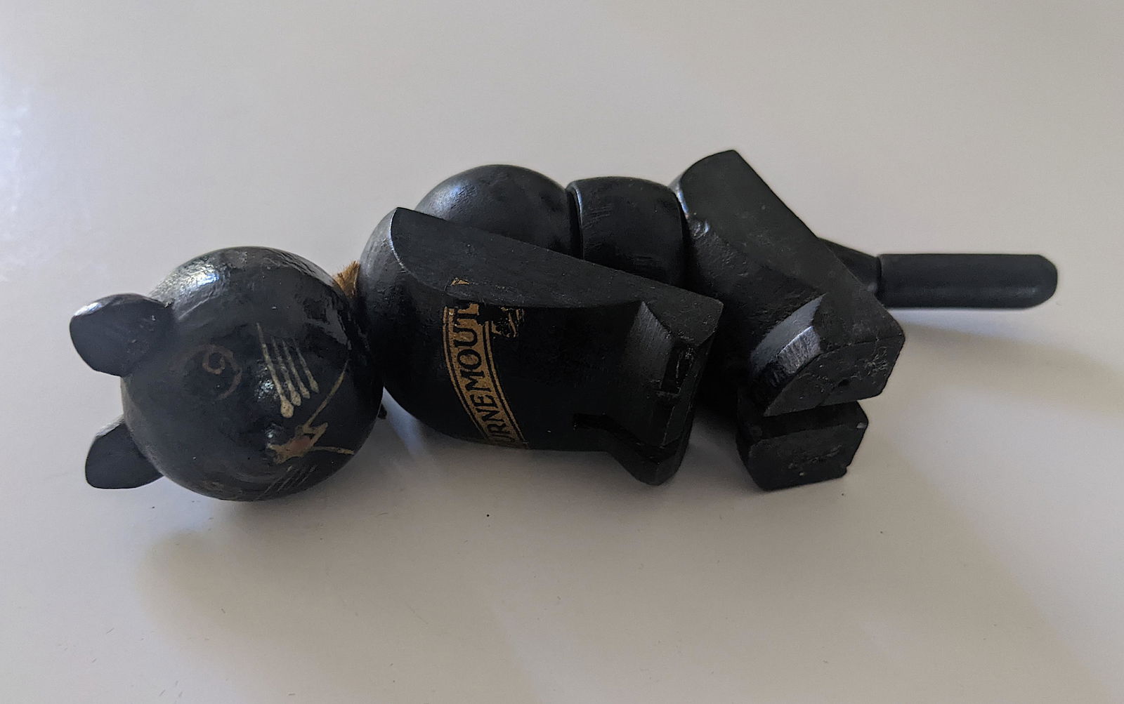 Very Rare Antique Articulating Jointed wooden Black Cat (1 of 5)