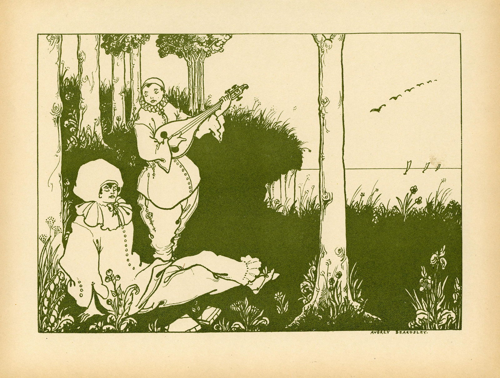 AUBREY BEARDSLEY Antique Lithograph, 1899: Antique Lithograph print produced in England by John Lane London in 1899. Paper dimensions 11" x 8.25" (small variances can occur). Vincent Beardsley (21 August 1872 â€“ 16 March 1898) was an Eng