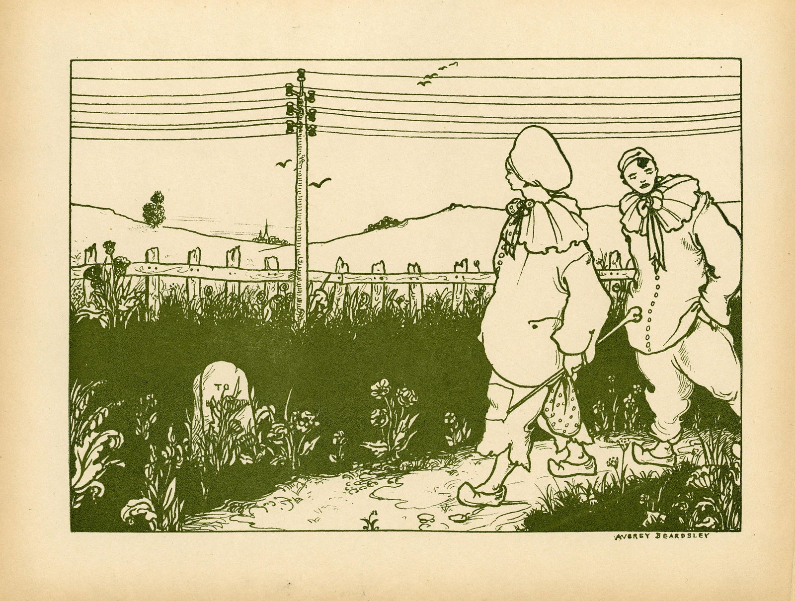 AUBREY BEARDSLEY Antique Lithograph, 1899: Antique Lithograph print produced in England by John Lane London in 1899. Paper dimensions 11" x 8.25" (small variances can occur). Vincent Beardsley (21 August 1872 â€“ 16 March 1898) was an Eng