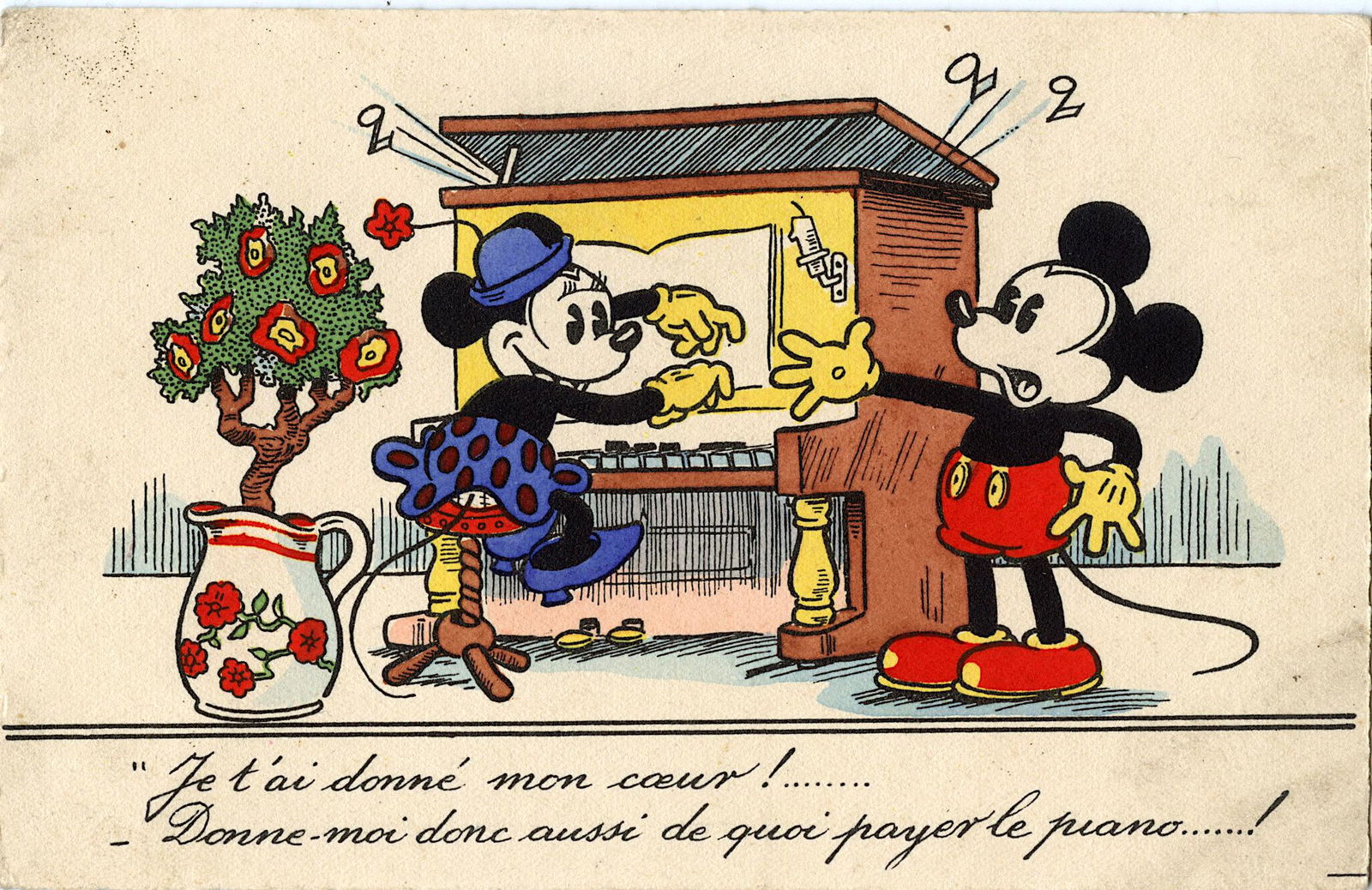 Antique Vintage Rare Postcard Walt Disney Mickey (1 of 2)