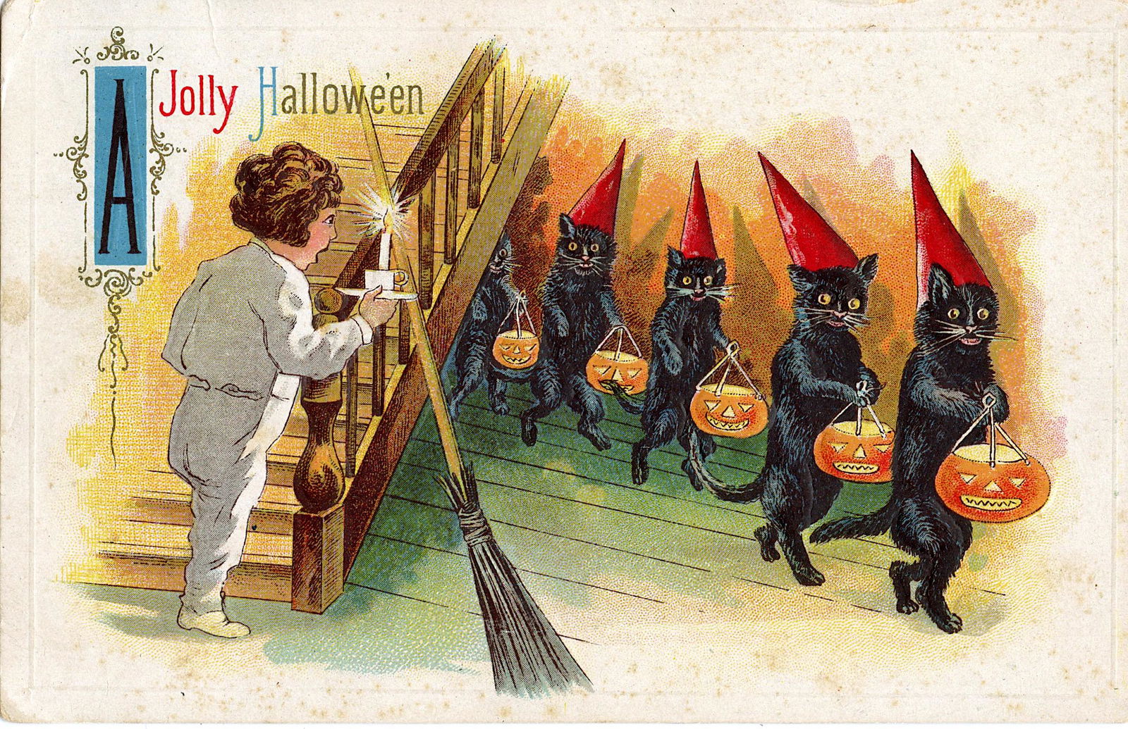 Antique Vintage Rare Postcard Halloween (1 of 2)