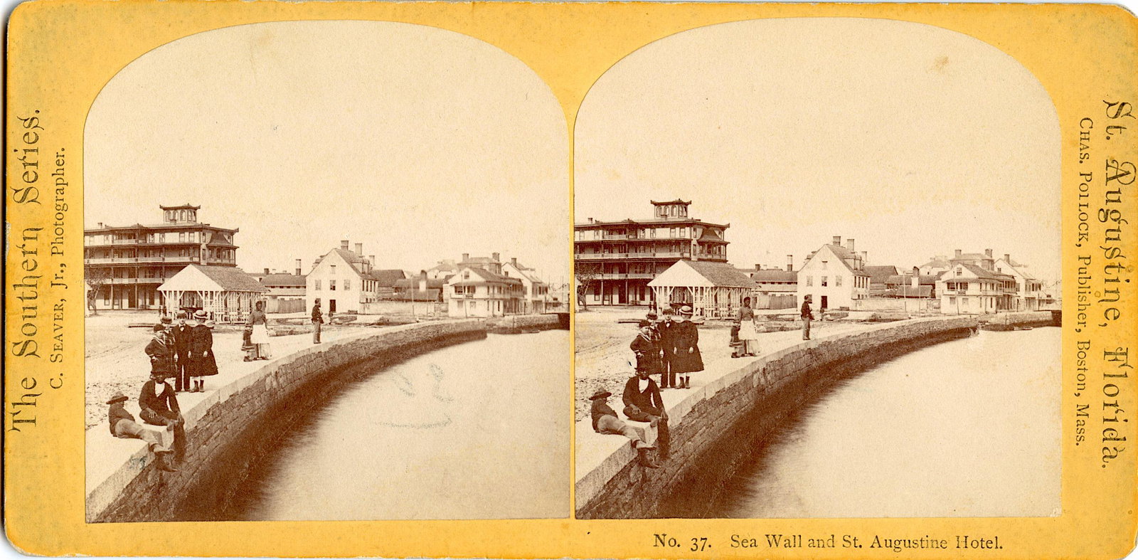 Antique Real Photo Stereoview Sea Wall St. Augustine, (1 of 2)