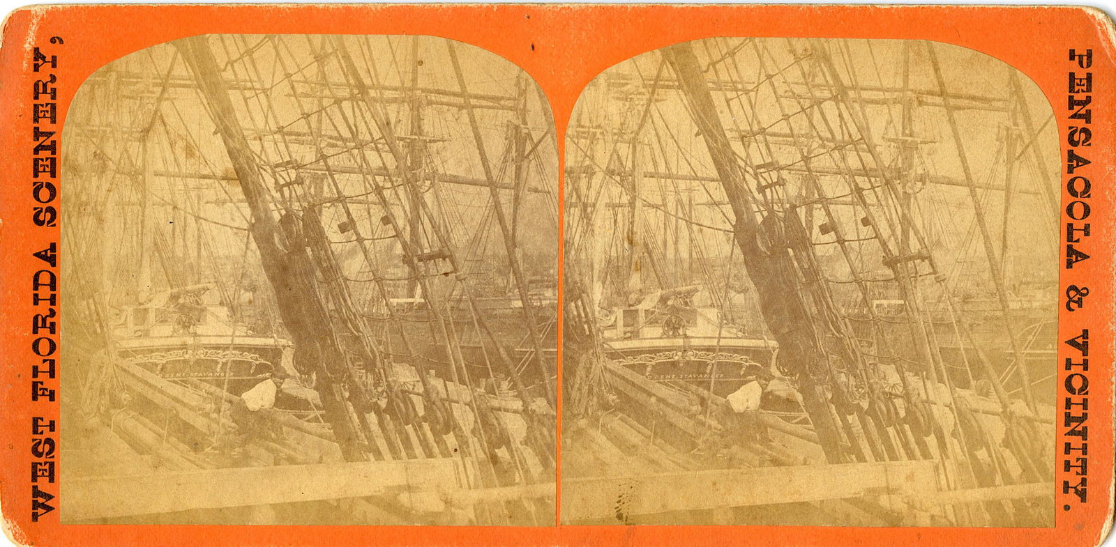Antique Real Photo Stereoview Deck Vessel Pensacola, FL (1 of 2)