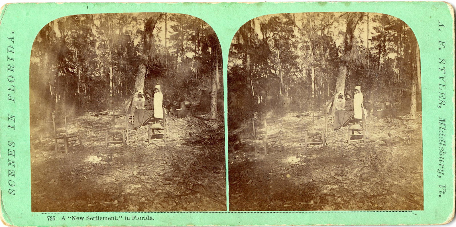 Antique Real Photo Stereoview Settlement in Florida (1 of 2)
