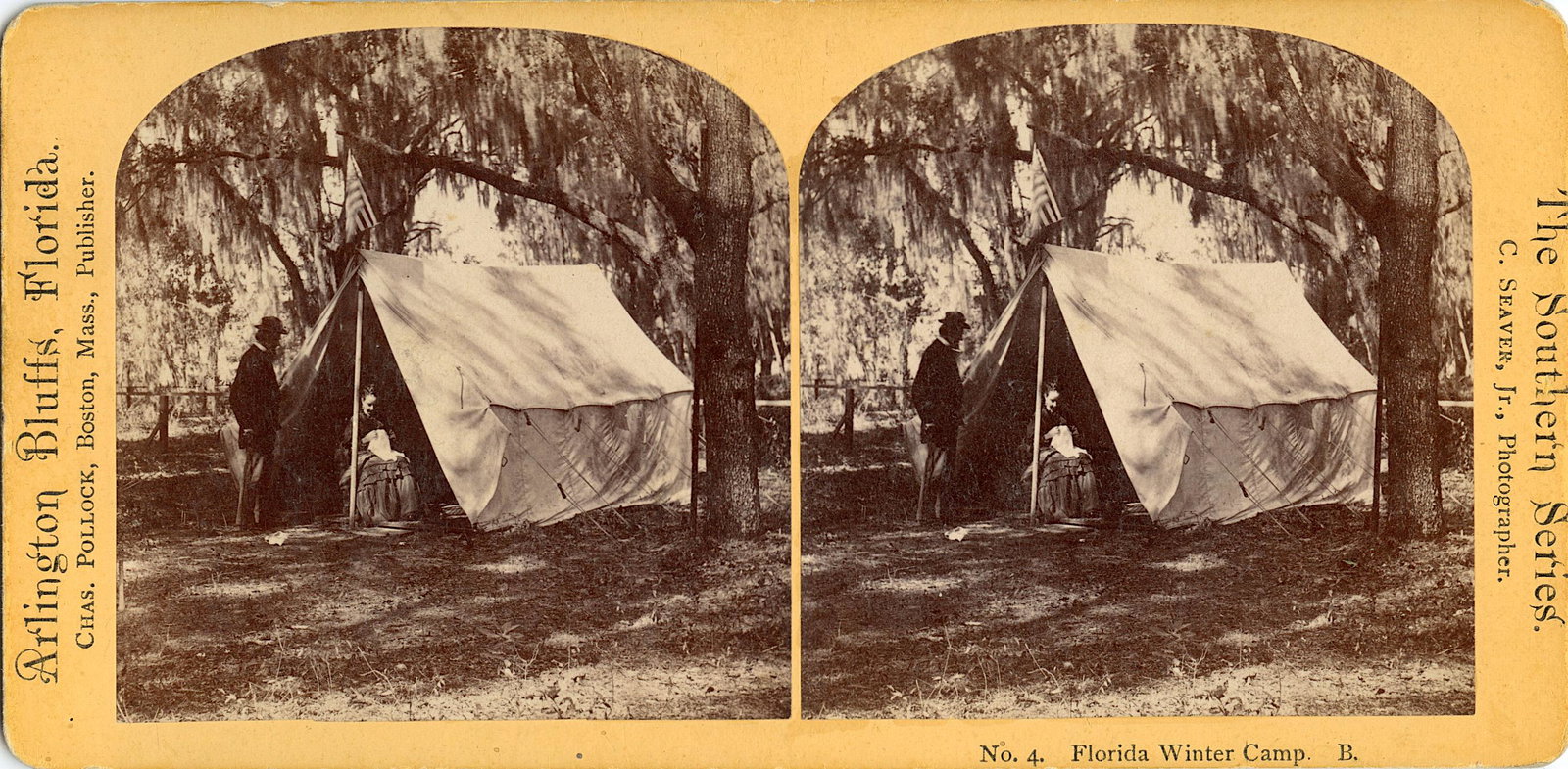 Antique Real Photo Stereoview Winter Camp, FL (1 of 2)