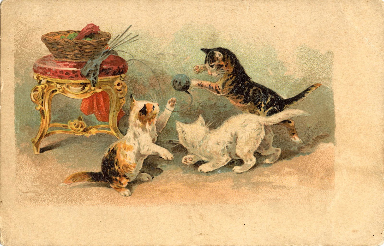 Vintage Rare Postcard Colored Kittens (1 of 2)