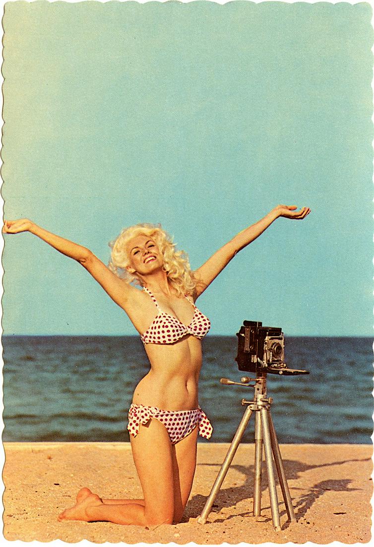 BUNNY YEAGER Pin Up Postcard BUNNY YEAGER: This lot is coming from Bunny Yeager's estate/archives. Linnea Eleanor "Bunny" Yeager (March 13, 1929 - May 24, 2014) was an American photographer and pin-up model. She met Bettie Page in 1954, and to