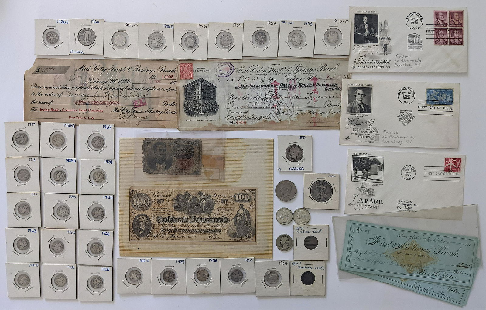 Set Including Old Currency Money Coins Bills (1 of 6)