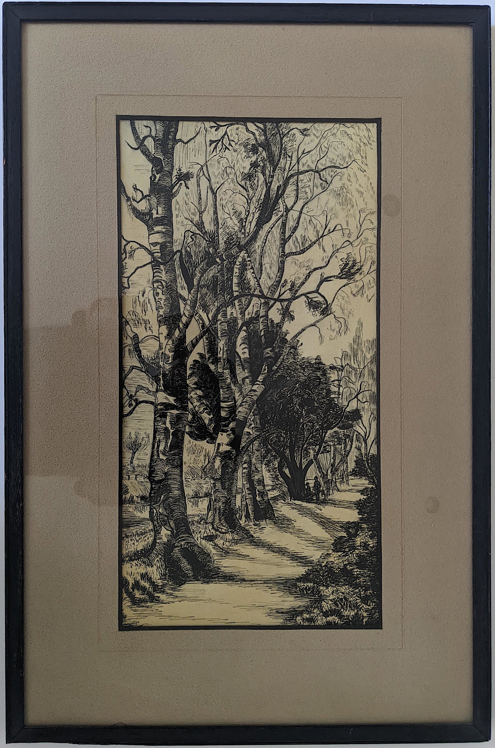 Original Art Pen and Ink Sketch by HELEN WOODWARD: The provenance of this item is from a WWII veteran collector in Georgia. The dimensions are Approx. 23" x 15". ABOUT SHIPPING: This lot is located in Boca Raton, Fl and its shipment will be made direc