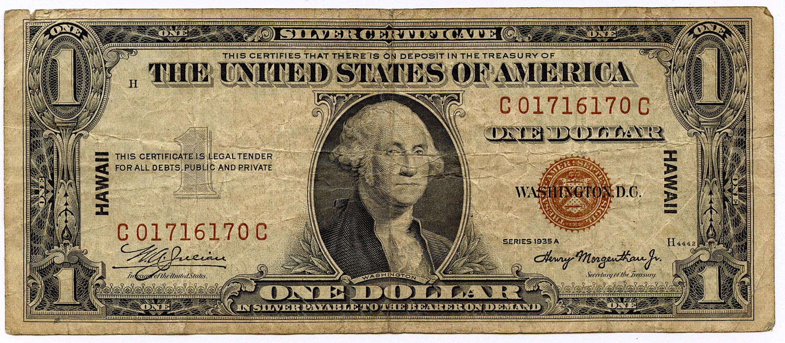 $1 Dollar Bill Hawaii Series 1935 A (1 of 2)