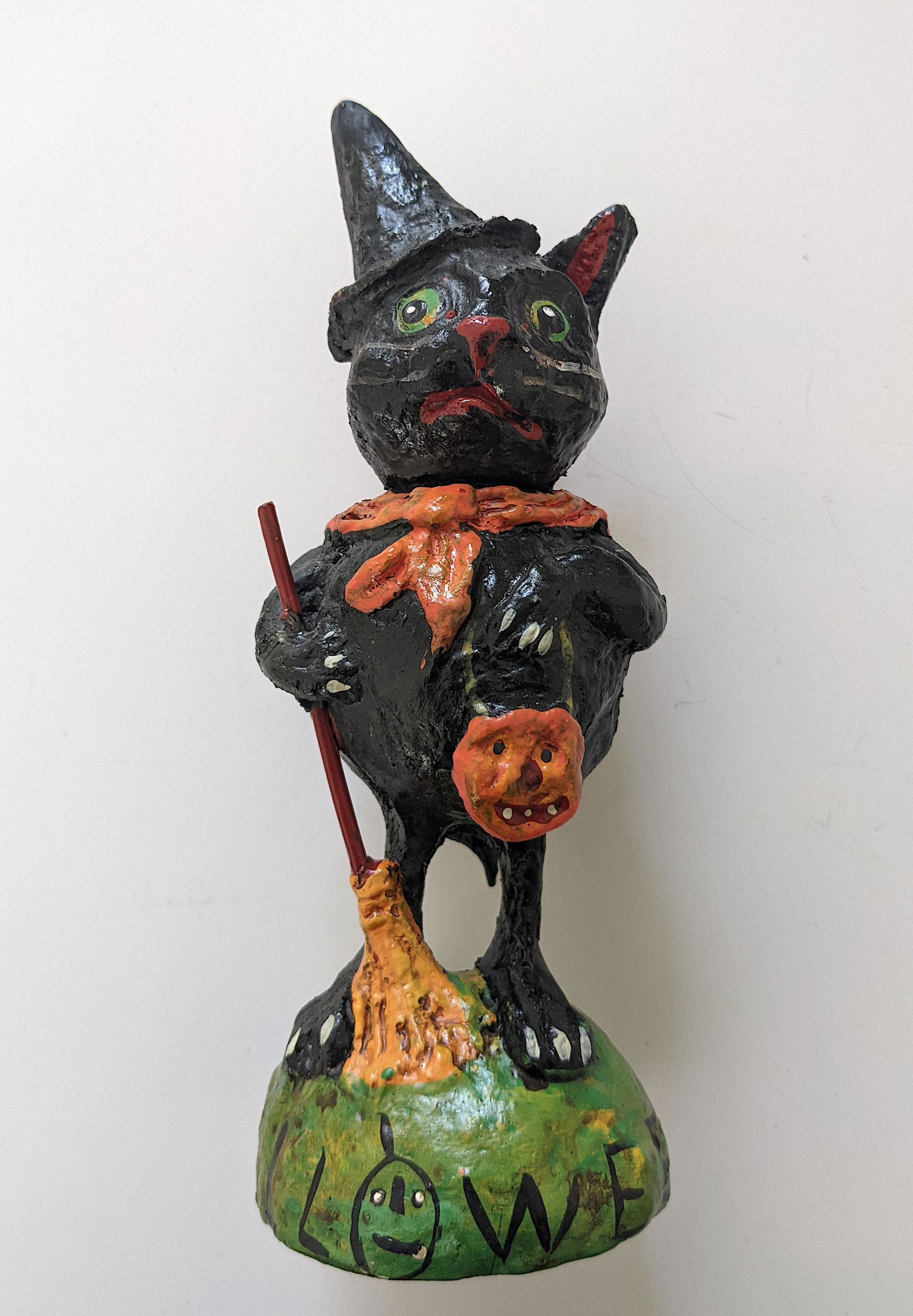 Vintage Halloween Paper Mache Black Cat Figurine (1 of 5)