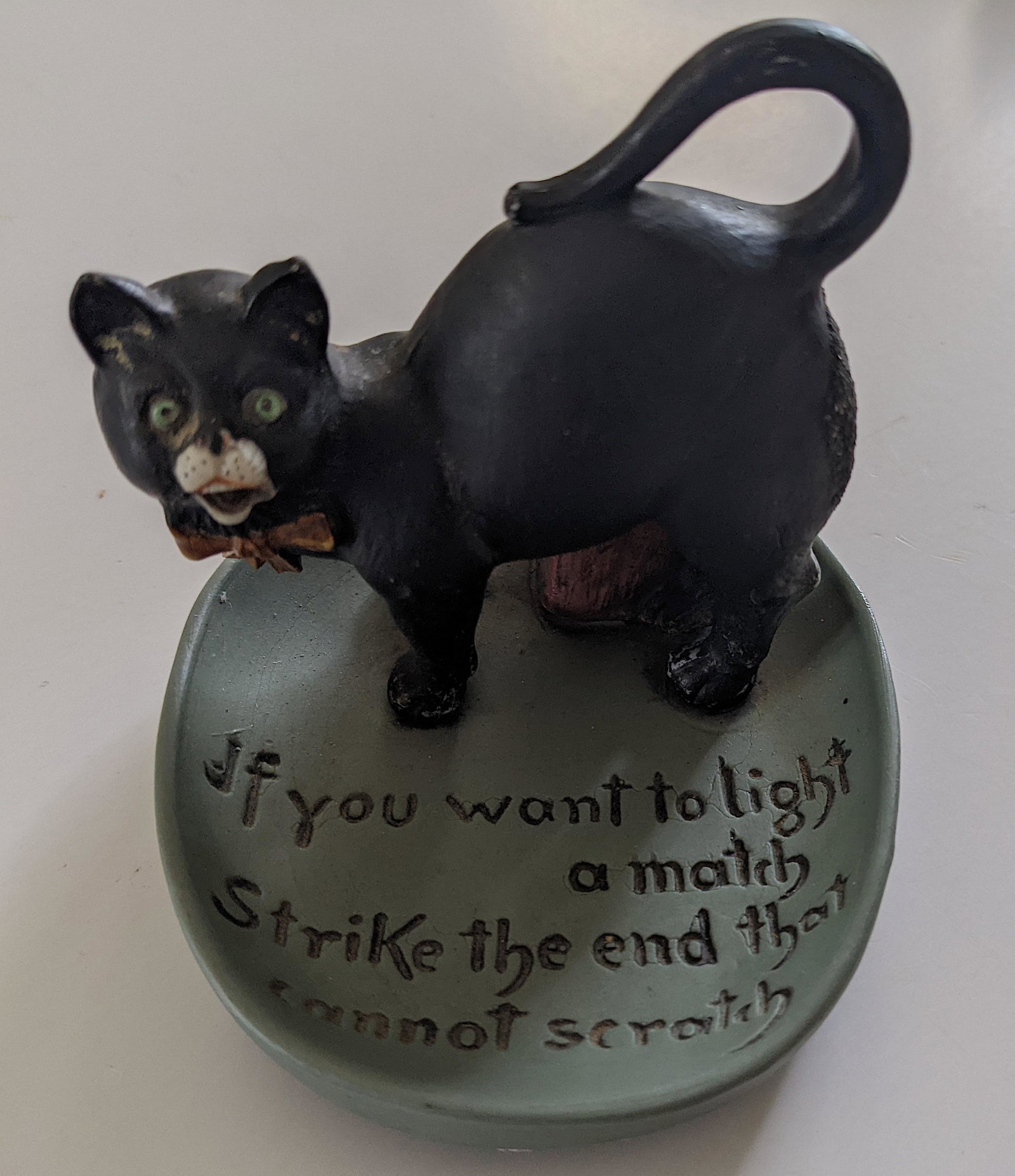Rare Vintage Matches Tray Black Cat: Provenance from a deceased Halloween and Black Cat collector in West Coast, Florida. The dimensions are Approx. 3.25" x 3" x 3.50 (Small variances can occur). ABOUT SHIPPING: This lot is located in Bo