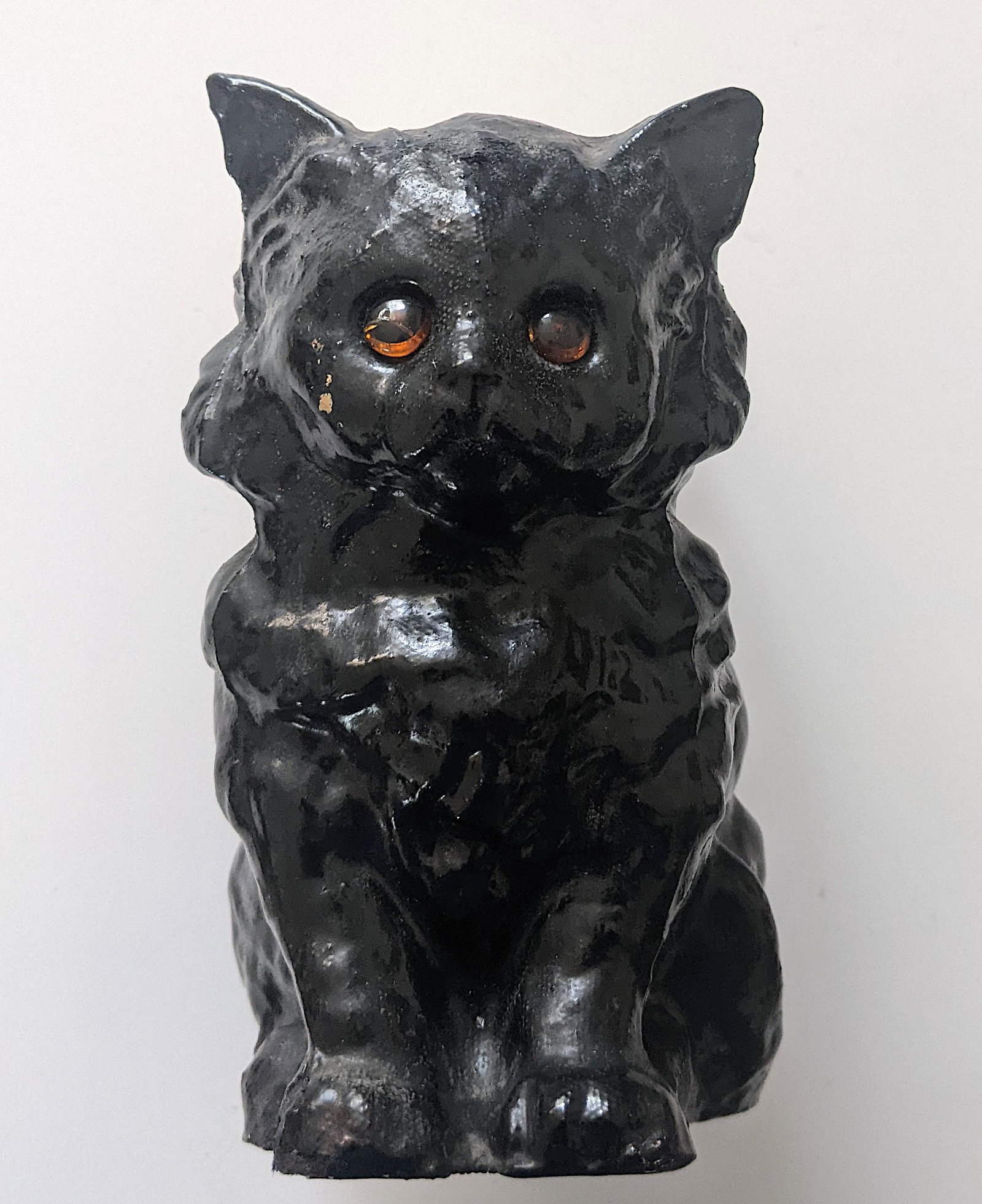 Very Rare Vintage Halloween Black Cat Door Stop to Fill Up: Provenance from a deceased Halloween and Black Cat collector in West Coast, Florida. The dimensions are Approx. 7" H x 6"W (small variances can occur). ABOUT SHIPPING: This lot is located in Boca Rato