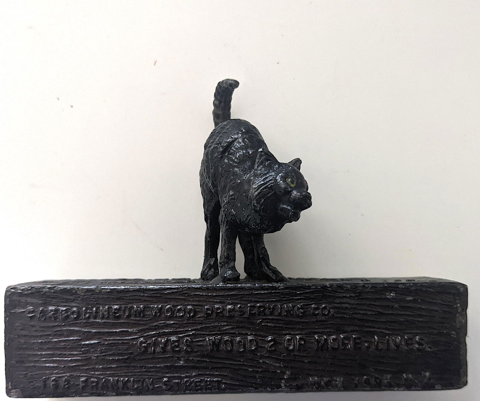 Rare Antique Metal Advertising Black Cat Paperweight (1 of 5)