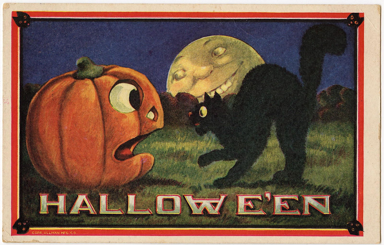 Antique Vintage Halloween Black Cat Postcard (1 of 2)