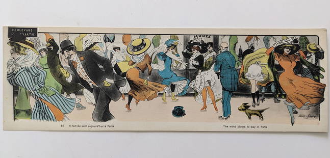 Very Rare Double Postcard Illustration XAVIER SAGER Paris: The dimensions are Approx. 3.75" x 11.25". This lot is located in Boca Raton, Fl and its shipment will be made directly by Artelisted. Shipping insurance is the responsibility of the buyer. Ask us if