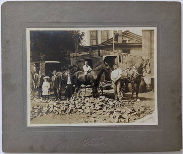 Very Rare Antique Cabinet Photo F. Burget Cart Advertising: This original photo is by Seatle Studio in New Britain city in Connecticut. The dimensions are Approx. 6.75"x 8.75" (photo) and 10" x 12" cabinet card (small variances can occur). ABOUT SHIPPING: