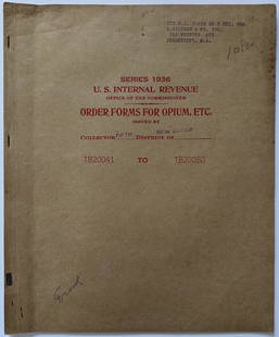 Vintage Order Forms For Opium, Series 1936, U.S. Internar Revenue: This lot is located in Boca Raton, Fl and its shipment will be made directly by Artelisted. Shipping insurance is the responsibility of the buyer. Ask us if you want to add insurance cost. Note that