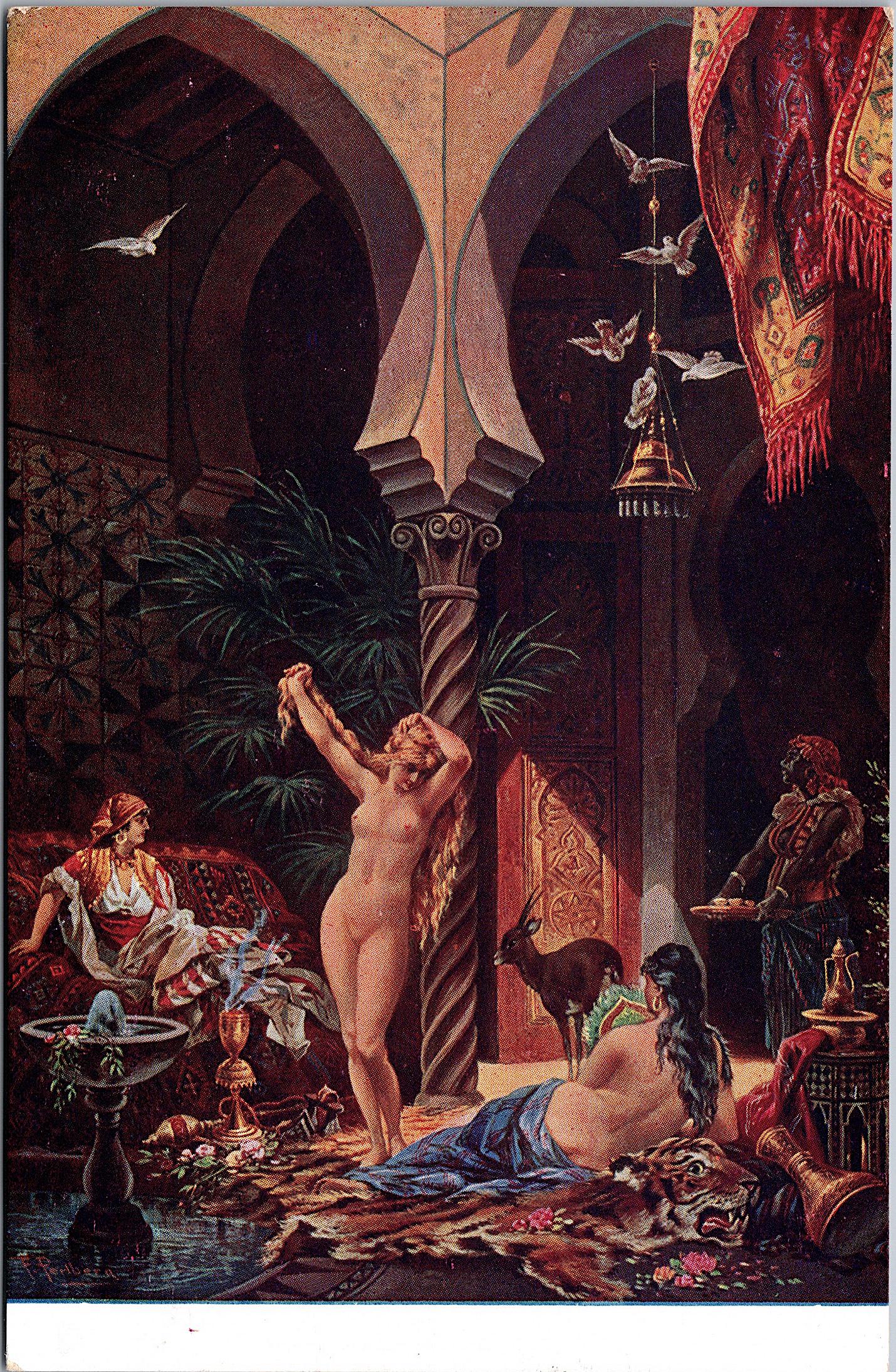 Antique Postcard Nude Africa Harem: The dimensions of an antique/vintage postcard are Approx. 5.5"x 3.5" (small variances can occur). This lot is located in Boca Raton, Fl and its shipment will be made directly by Artelisted. Shipping i