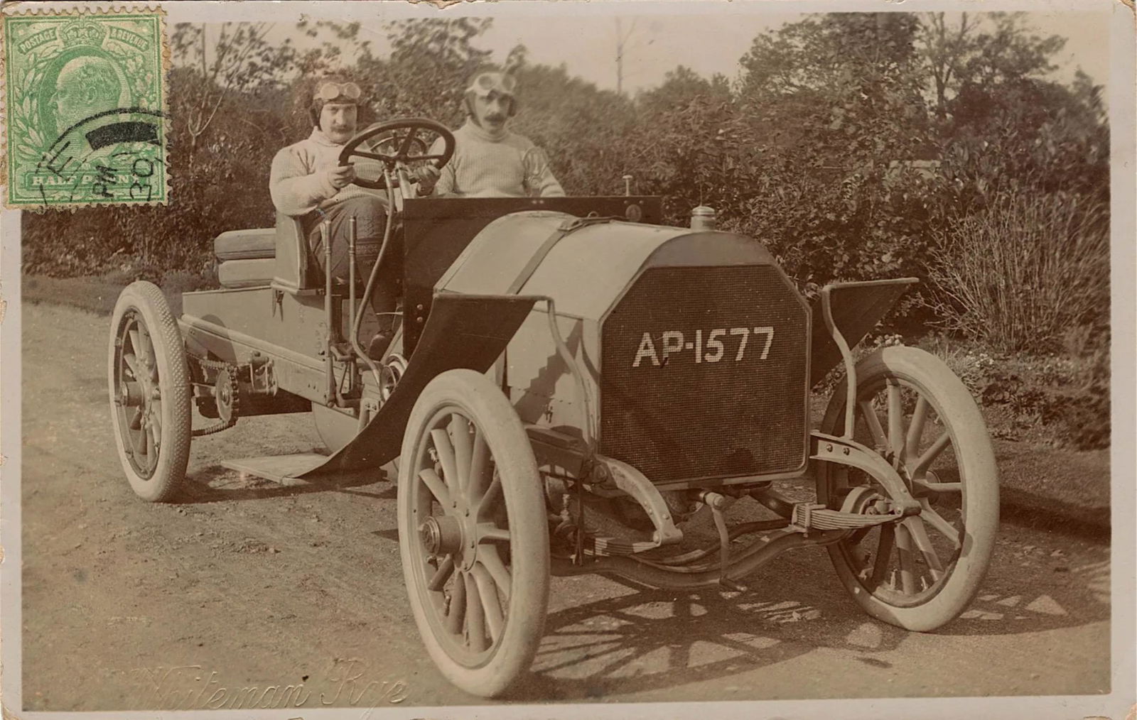 Antique Real Photo Postcard Car Racing, France 1908 (1 of 2)