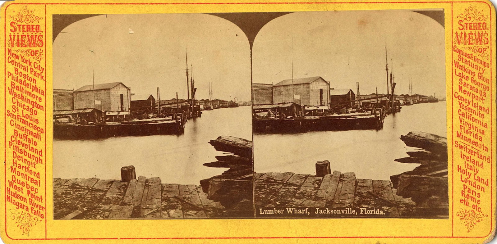 Antique Real Photo Stereoview Lumber Jacksonville, FL: The provenance of this item is from a WWII veteran collector in Georgia. This lot is located in Boca Raton, Fl and its shipment will be made directly by Artelisted. Shipping insurance is the responsib
